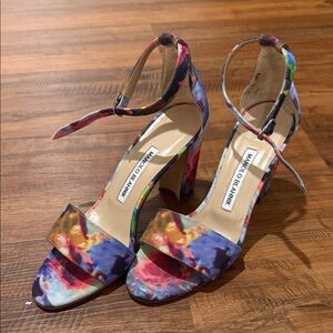 Manolo Blahnik Colorful Ankle Strap Heels
